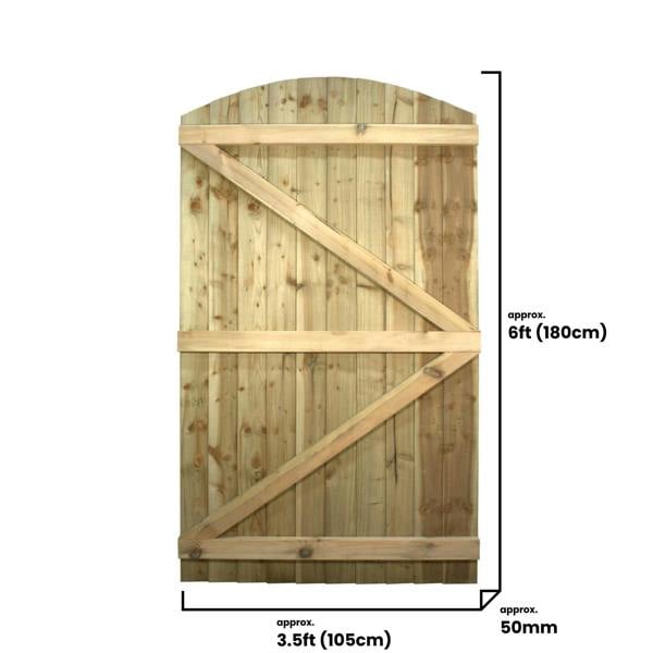 [rackhams variation] gate feather edge semi braced arch top gare [h.1800 x w.options] 4