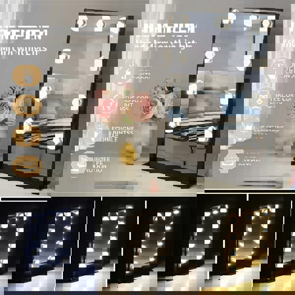 Living and Home 360° Rotation 3 Color Lighting Modes Vanity Mirror with Lights Makeup Mirror Dressing Table Mirror