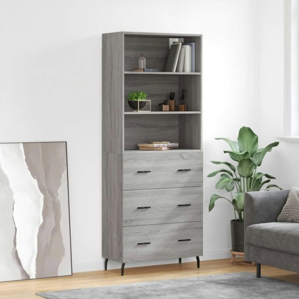 Berkfield Highboard Grey Sonoma 69.5x34x180 cm Engineered Wood