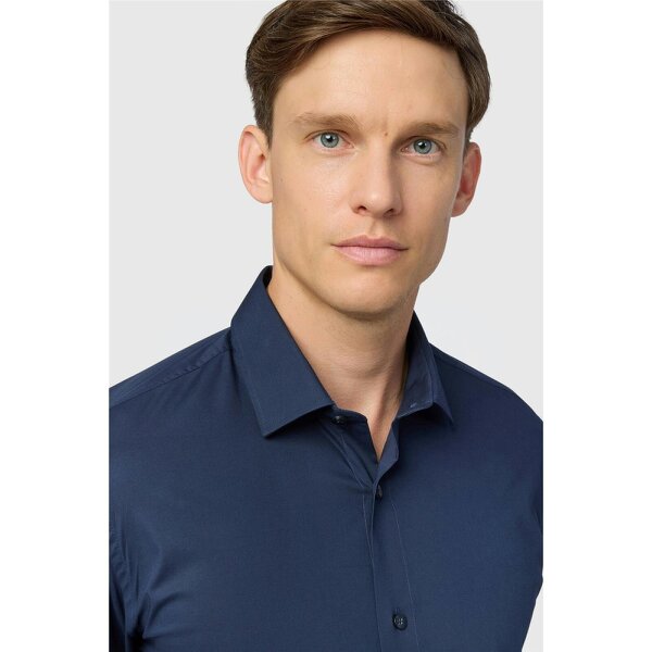 Limehaus Slim Fit Navy Stretch Shirt