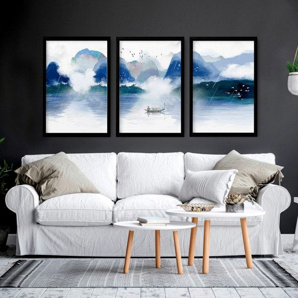 Art painting for living room | set of 3 Japanese wall art