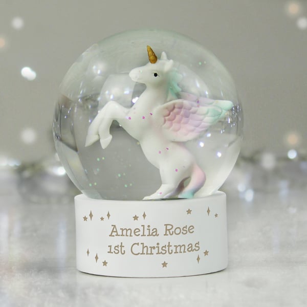 Personalised Memento Company Personalised Unicorn Snow Globe