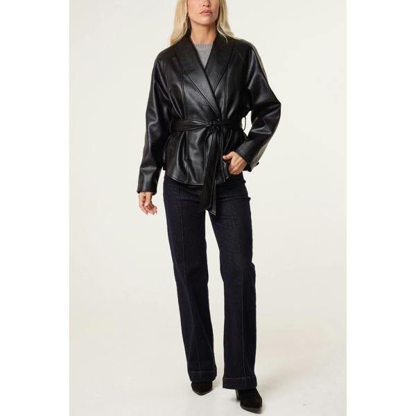 Blue Vanilla Peplum Wrap Belted Jacket