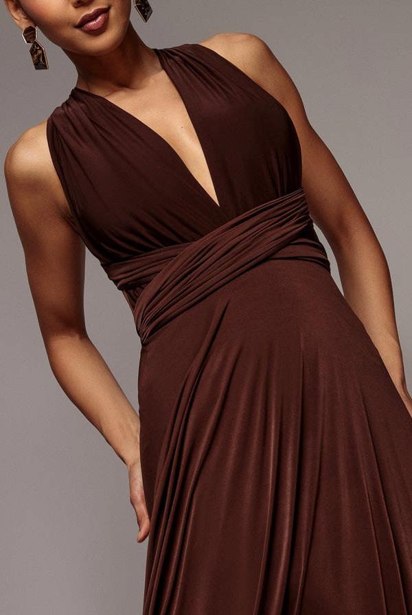 Multiway Tie-Up Maxi Dress - Dark Brown DR1186BB