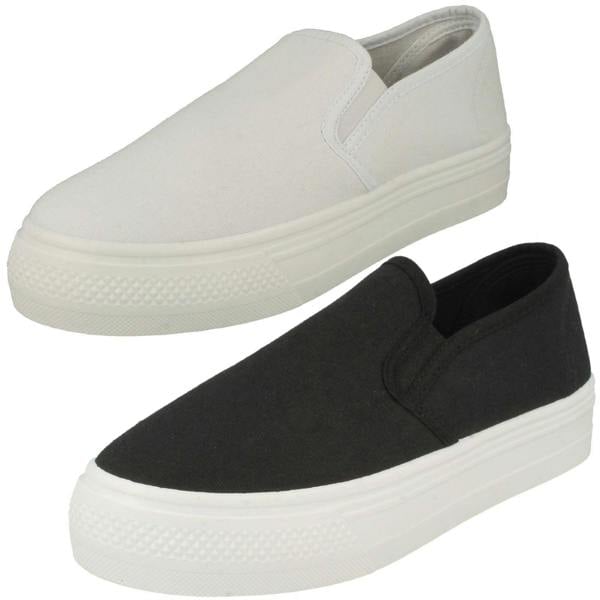 Spot On Ladies Spot On Platform Canvas Pumps F80522
