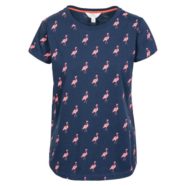 Trespass Womens Carolyn Short Sleeved Patterned T Shirt - Navy Flamingo - 