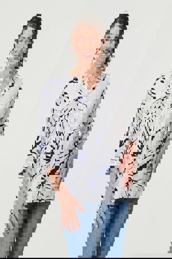 White | Floral Sequin Detail Relaxed Blouse
