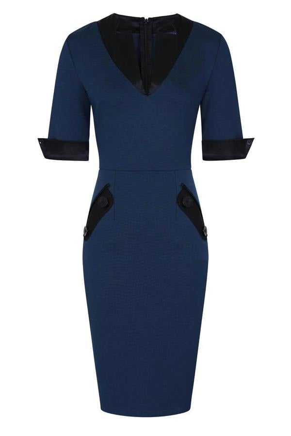 HotSquash Contrast Collar Short-Sleeved Dress