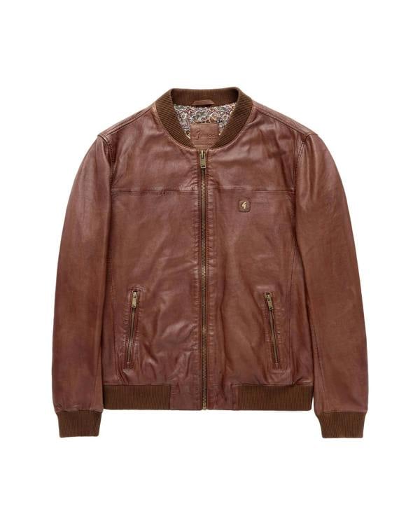 Gabicci AGABJ01 Leather Bomber Jacket DESERT