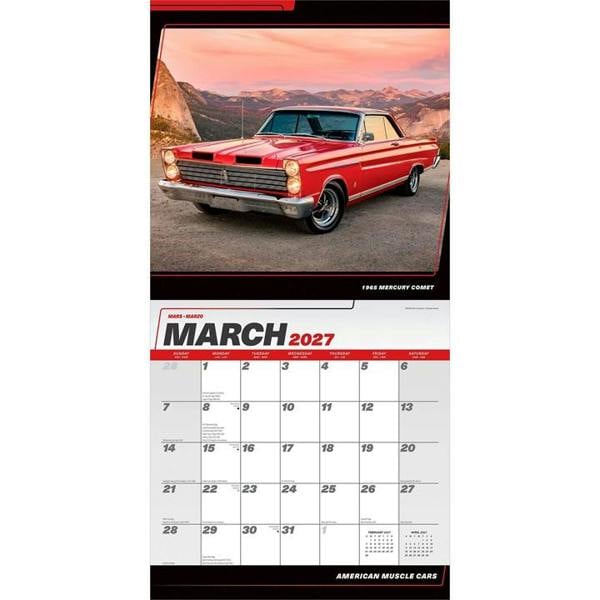 American Muscle Cars Calendar 2027, Wall Calendars, Month To View, Transport, Gift
