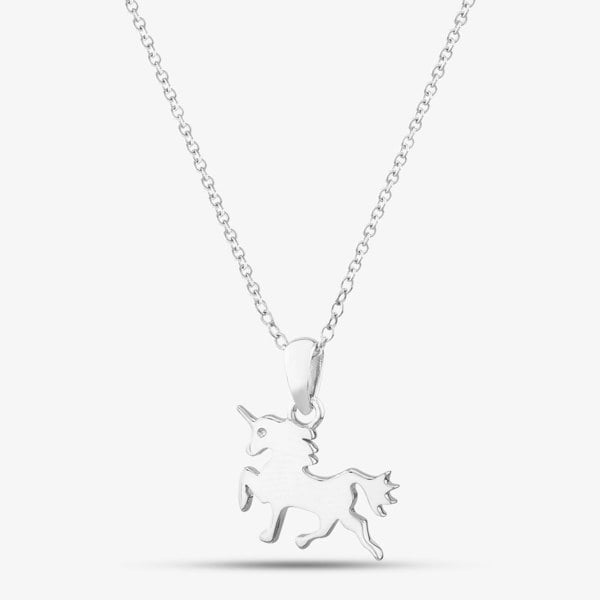 T. H. Baker Silver Mini Plain Unicorn Pendant Necklace SPG0105A