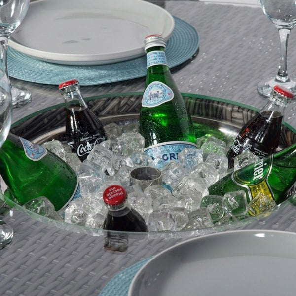 Giardino Arizona Round 6 Seater Patio Dining Set with Ice Bucket Drinks Cooler