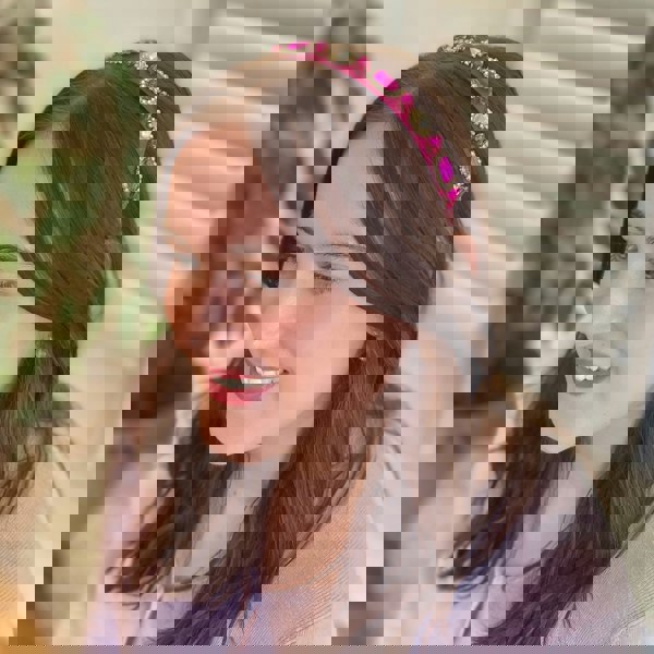 Hot Pink Headband with Pearls and Gems Wedding Guest