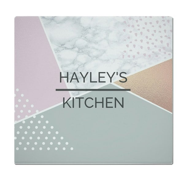 Personalised Memento Company Personalised Geometric Glass Chopping Board/Worktop Saver