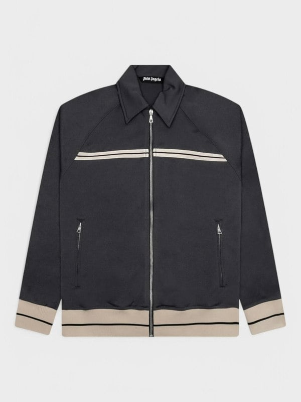 Palm Angels Mini Tape Track Jacket Dark Grey/Off White - Supplied FashionPALM ANGELS