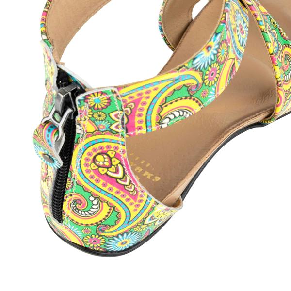 Embassy London Isabella - Festival Green - Women's cross strap sandal with covered zip-up heel