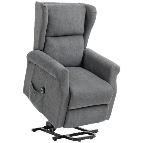 Bobobiy Power Lift Recliner Armchair, Electric Lift Chair for Elderly, Fabric Riser and Reclining Chair with Remote Control, Charcoal Grey