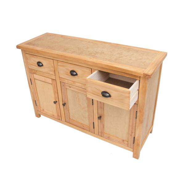 Cabinet Bits Lugo Waxed 3 Drawer 3 Door Sideboard Brass Cup Handle