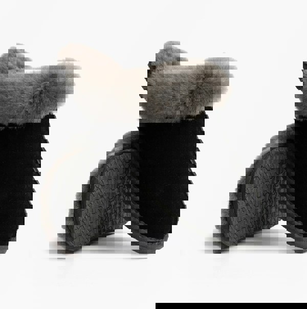 HOS Sheepskin AYLA Womens Real Sheepskin Mule Slippers Black