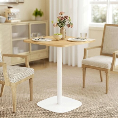 Wyld Haus Levadi Natural Wood Finish Square Dining Table With Steel Base 60cm