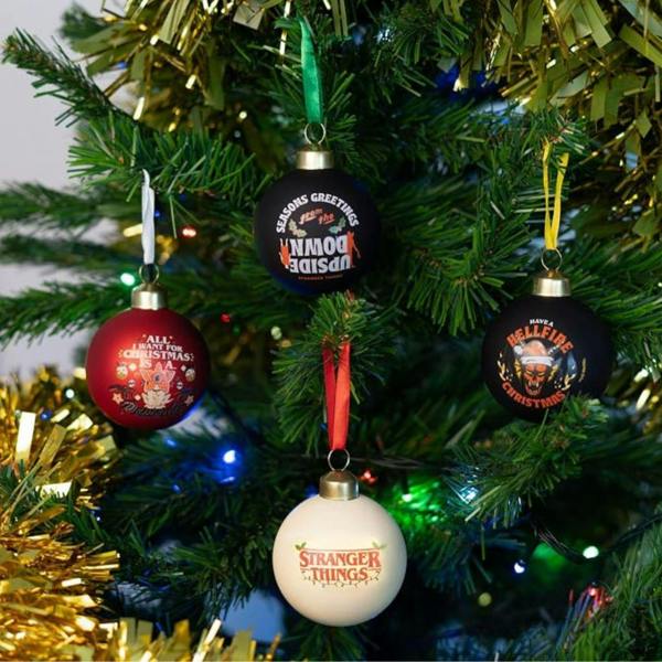 Grupo Eric Stranger Things Set of 4 Christmas Baubles Multi