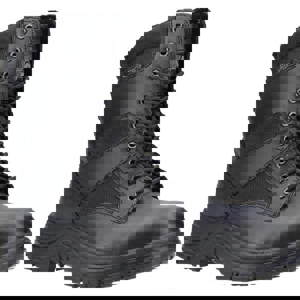 Amblers Safety Amblers Combat Mens Composite Toe Metal Free Safety Tall Hi-Leg Boots, black waterproof safety boots with high ankle support, breathable mesh panels, and durable rubber sole.