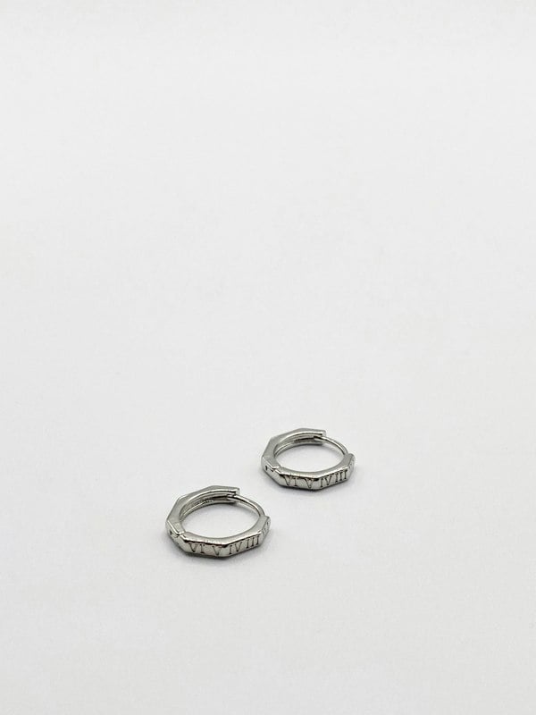 SVNX Engraved Hoop Earrings in Silver Colour