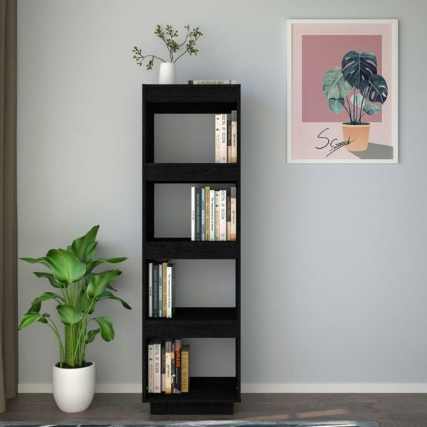 Berkfield Book Cabinet/Room Divider Black 40x35x135 cm Solid Pinewood