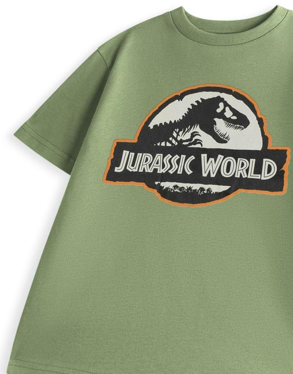 Vanilla Underground Jurassic World Boys Green Logo Short Sleeved T-Shirt