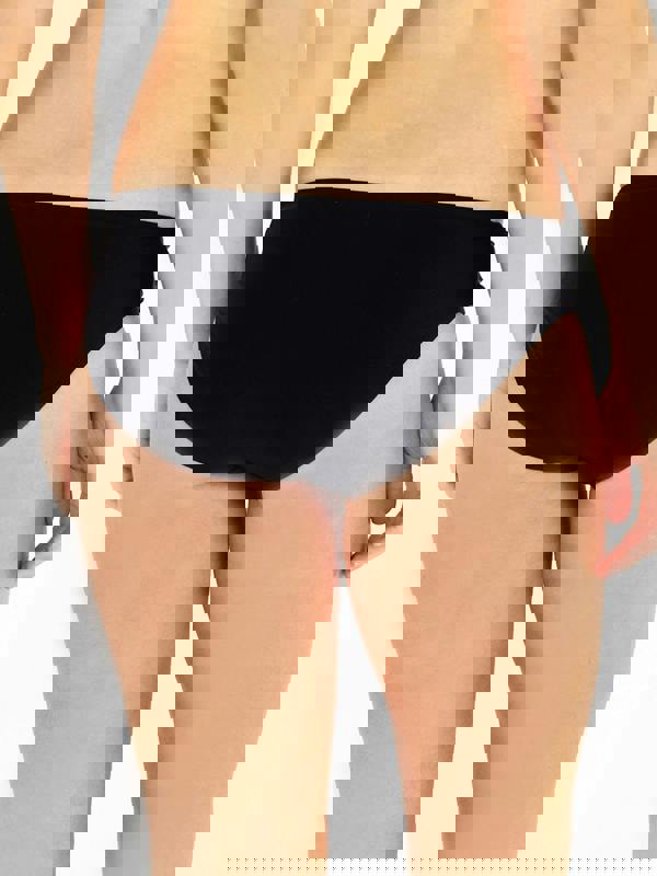 Black High Leg Bikini Brief Back