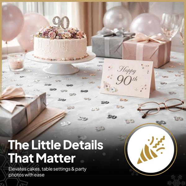 90th Birthday Black and Silver Foil Confetti Family Pack for Table Decoration image 4