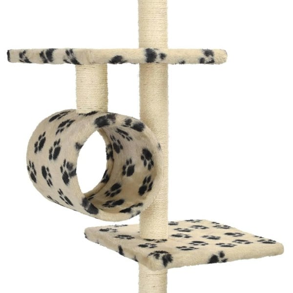 Berkfield Cat Tree with Sisal Scratching Posts 260 cm Beige Paw Prints
