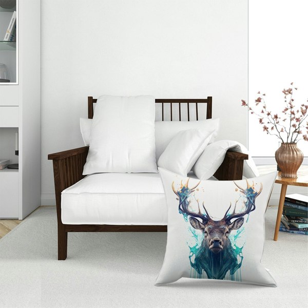 Warren Reed Stag Face Splashart Floor Cushion