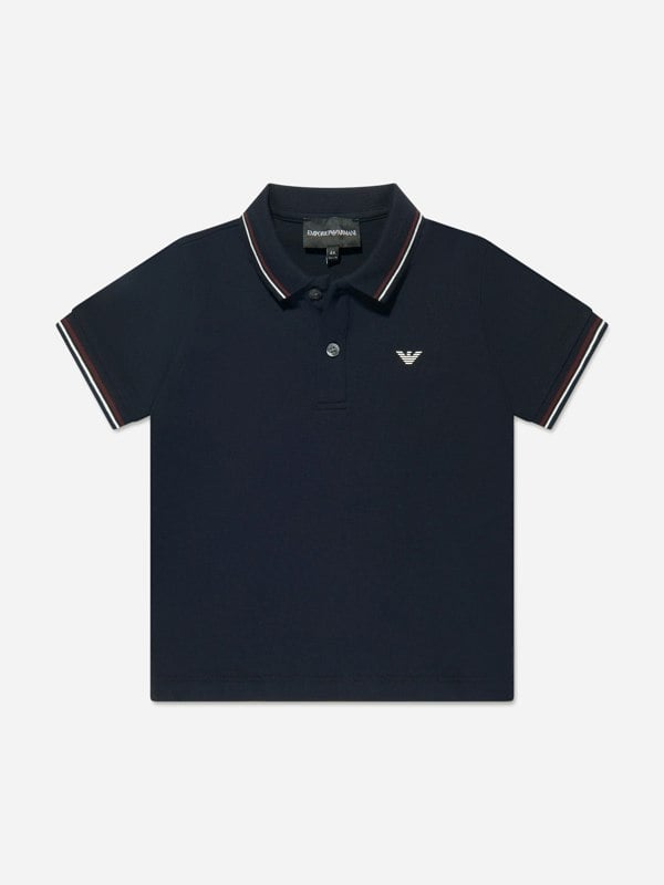 Emporio Armani Boys Logo Polo Shirt in Navy