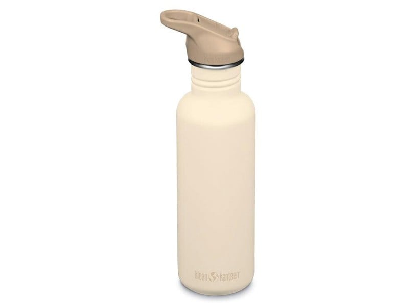 Klean Kanteen 800ml Classic Water Bottle with Flip Seal Sport Cap - White Cap Grey