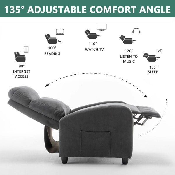 Furniture One Electric Massage Recliner Chair, Pushback Massage Armchair Chair with 8 Point Vibration Massage, Remote and Side Pocket