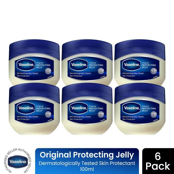 Vaseline Petroleum Jelly Original Skin Protectant Sensitive Skin 100ml, 6 Pack