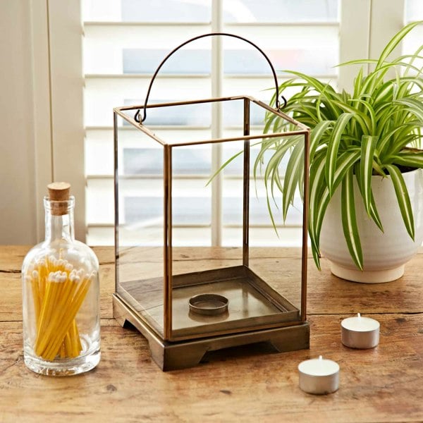 Paper High Antique Brass Candle Lantern