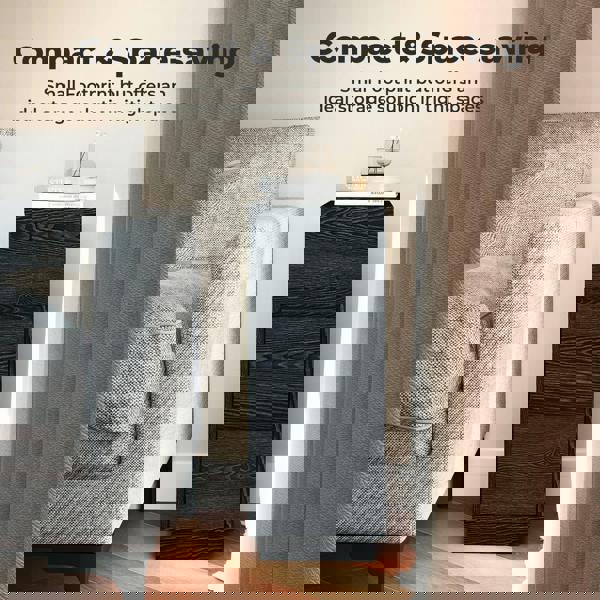 Levede Slim Bedside Table Storage Nightstand with 2 Drawers & Open Shelf Black