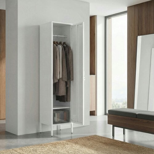 HOMCOM Metal Locker Cabinet with Hanging Rod, Lock and Key, 40x40x179cm