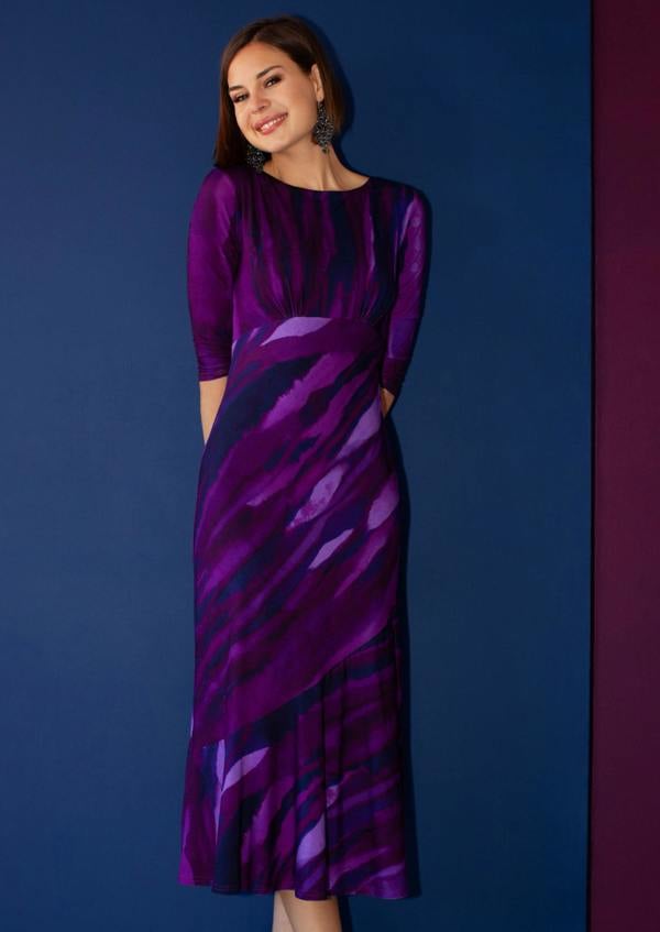Alie Street London Maxine Asymmetric Dress (Vivid Plum)