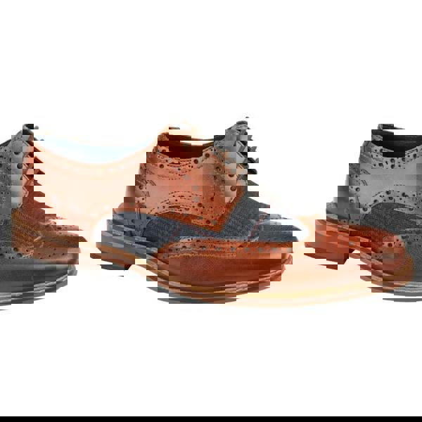 Roamers Mens Checked Leather Brogues - Tan - 