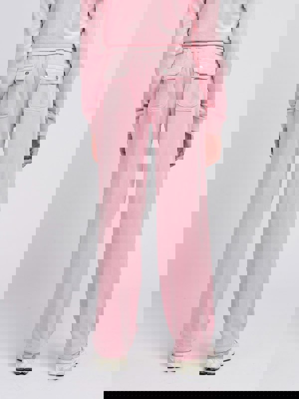 Juicy Couture Girls Diamante Logo Wide Leg Joggers in Pink