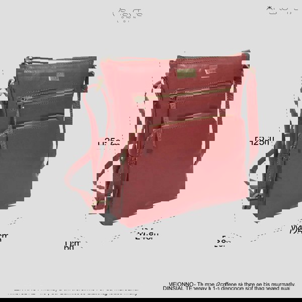 Assots London 'AGATHA' Chillipepper Red Vintage Polished VT Real Leather Crossbody Bag