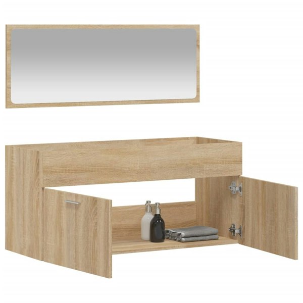 Berkfield Bathroom Cabinet with Mirror Sonoma Oak Engineered Wood