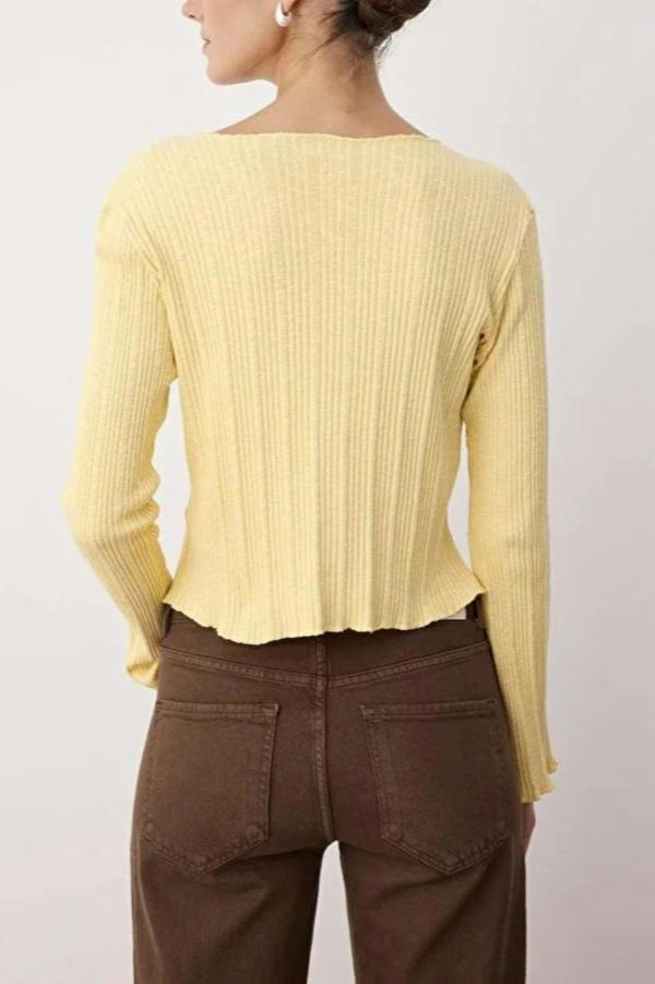 WOVCOR Jacquard Fitted Knit Blouse with Button Detail