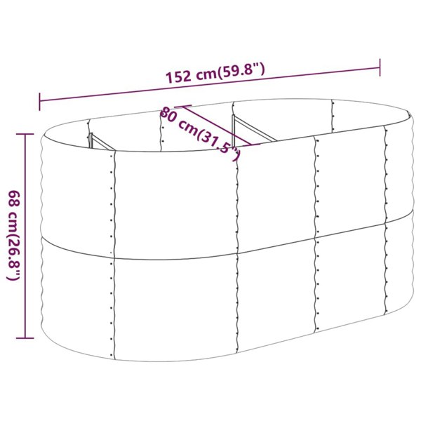 Berkfield Garden Raised Bed Powder-coated Steel 152x80x68 cm Grey