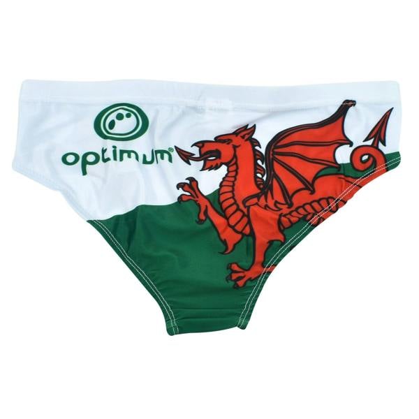 Wales flag Optimum tackle trunks, white and green with red dragon and green Optimum logo, flat lay - Optimum