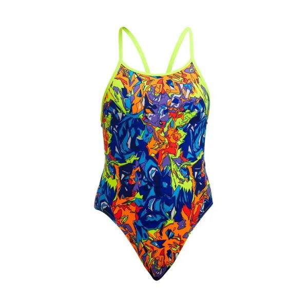Funkita girls mixed mess diamond back swimsuit in neon yellow floral