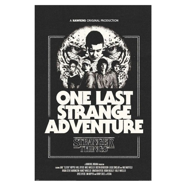 Stranger Things One Last Adventure Poster - Black/White
